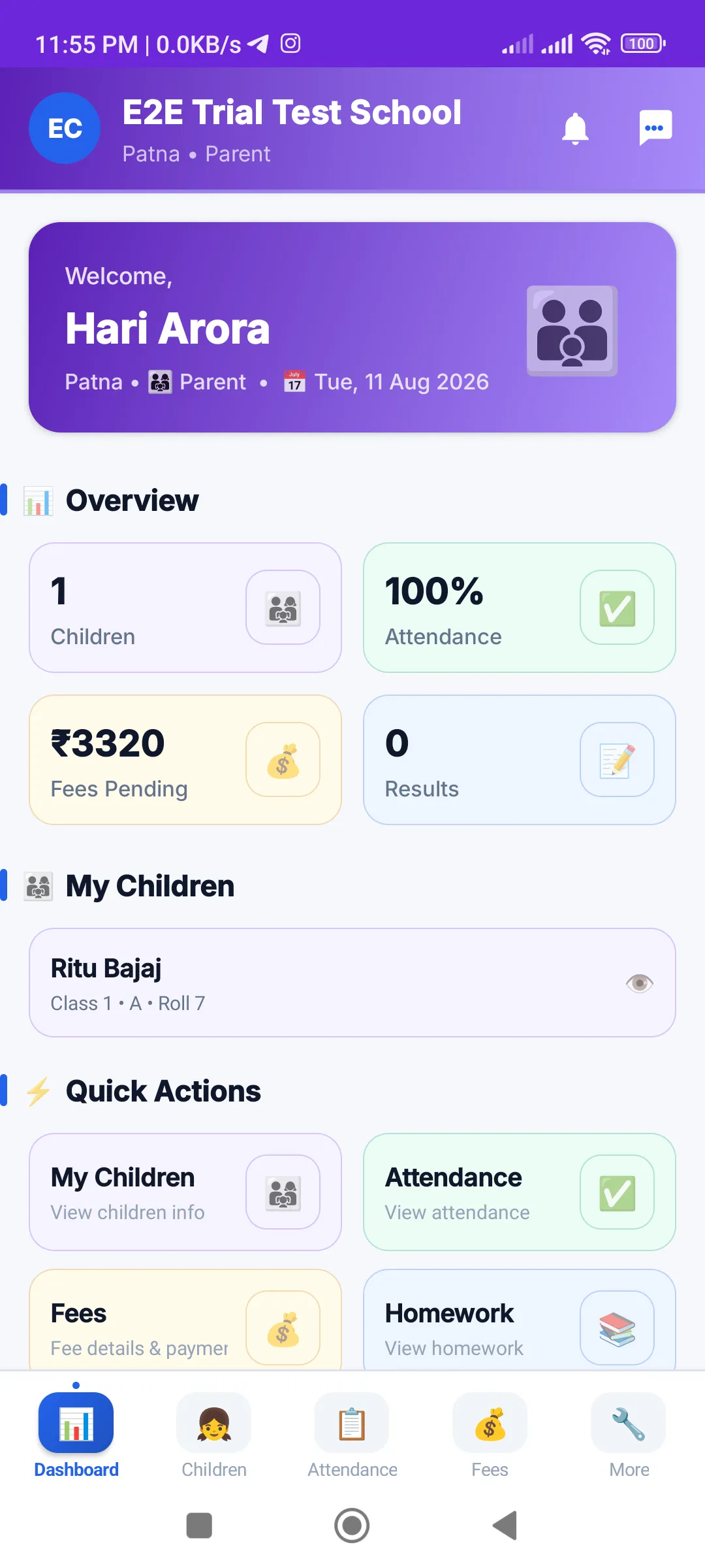 E-CampusBridge app dashboard
